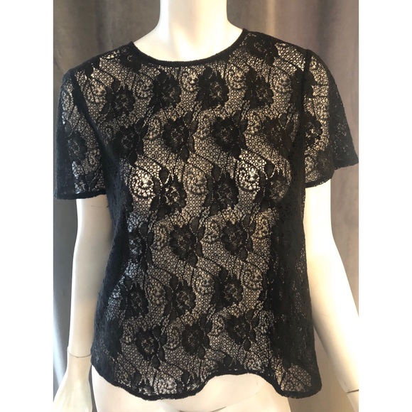 Wayf Tops - Wayf Black Lace Short Sleeve Top